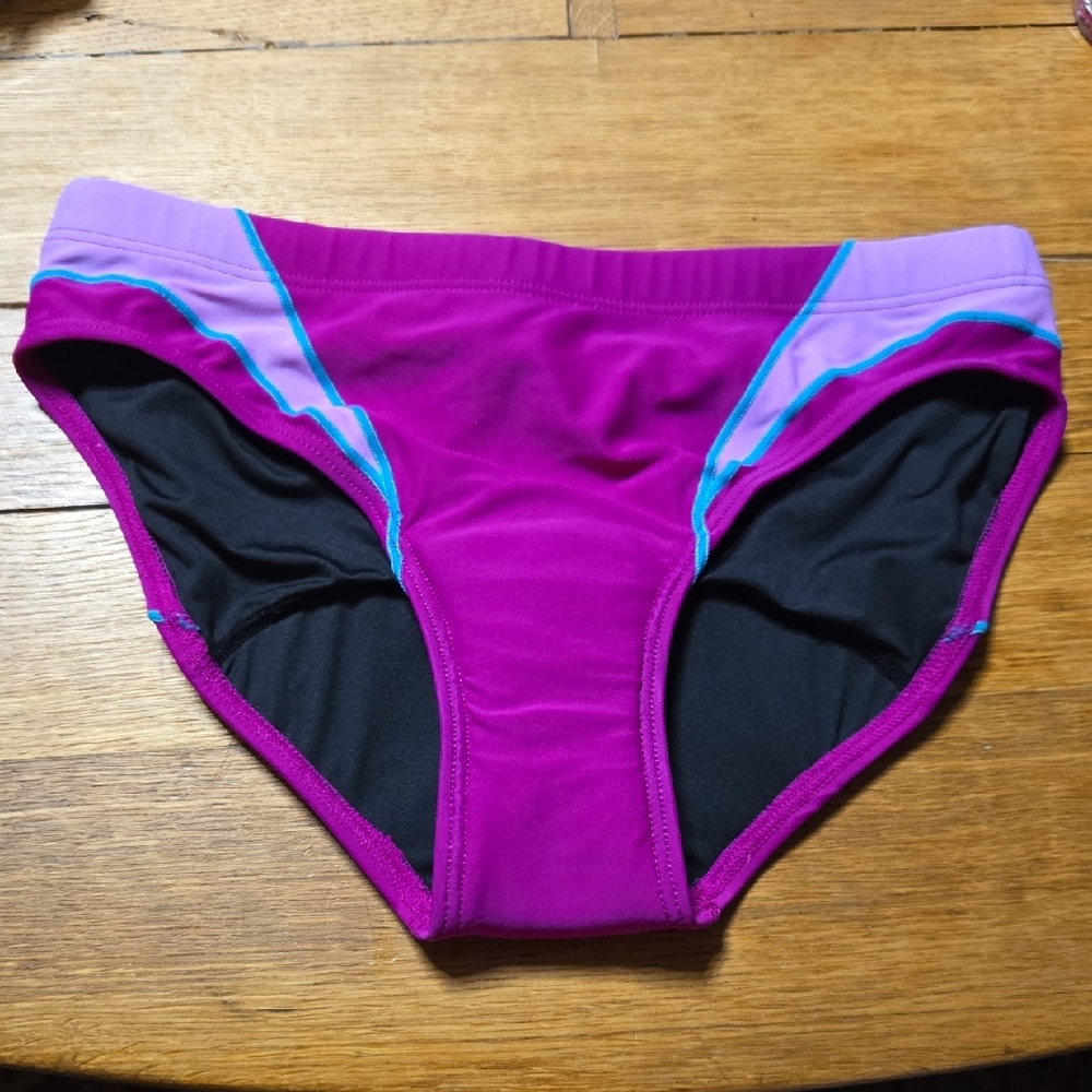 Vibrant Purple and Black Swim Briefs